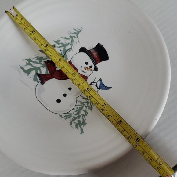 Fiestaware Fiesta 9" Snowman Bird Ceramic Luncheon Plate Classic Rim White - Picture 8 of 16